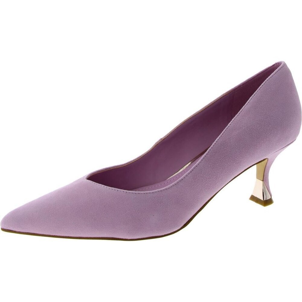 Nine West Womens Light Pink Leather Closed Pointed Toe Kitten Heels Pumps Shoes